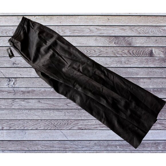 VTG Express World Black Leather Pants Size 11/12 High Rise Straight Leg … - Picture 3 of 12